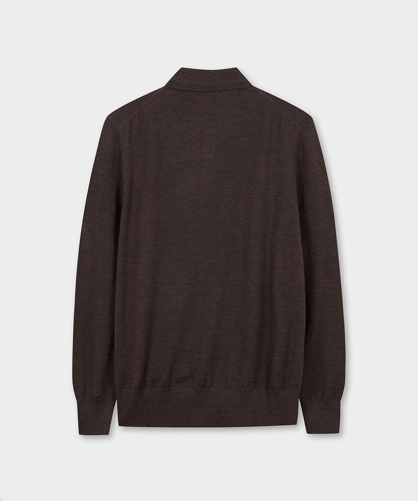 BROOKS BROTHERS Merino Wool Polo Sweater (Brown) (Bbwtmf96364Ew)