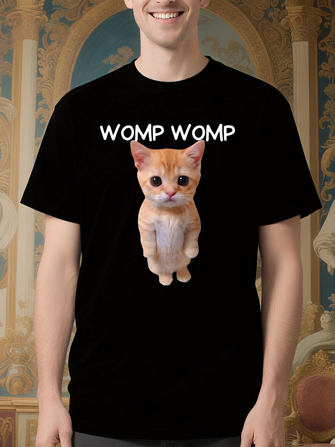 Funny Womp Womp Cat Meme Tshirt - Black Tee with White Text XL