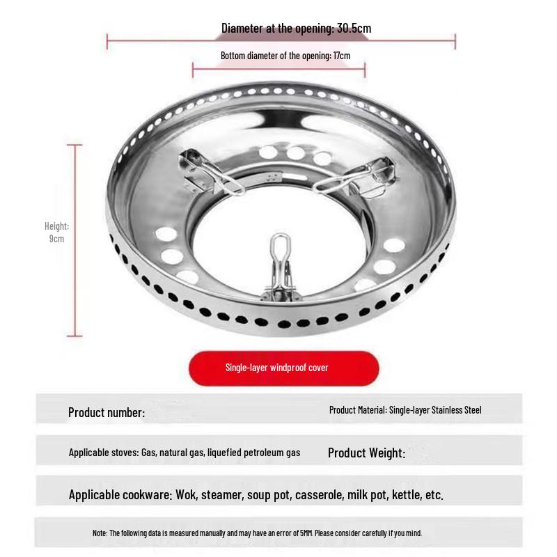 Stainless Steel Gas Stove with Windproof Magnetic Double-Layer Fire Ring Stand for Home Use