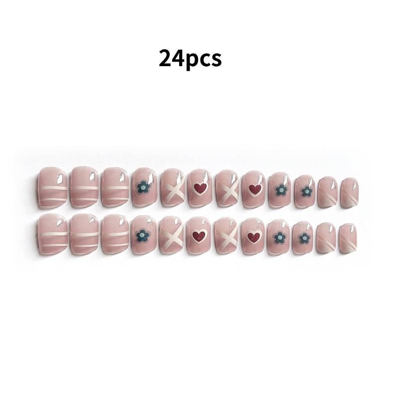 Adorable Mini Nail Wraps Detachable Decorative Nail Decals Finished Nail Stickers Gel Jelly 24 Pack