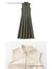Spring 2026 European & American Style Women's Midi Dress: French Design, Round Neck, Sleeveless, Waist-Cinching, Commuter Chic