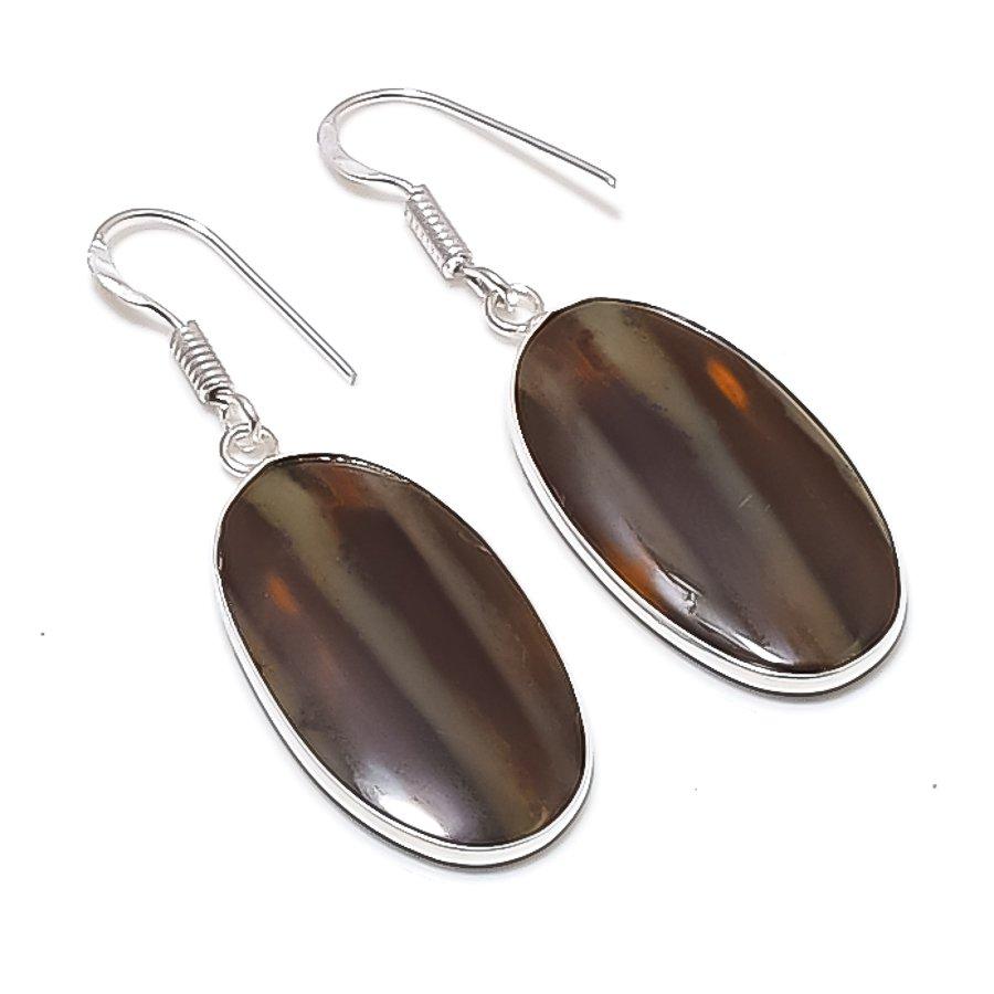 Natural Picasso Jasper Gemstone 925 Sterling Silver Jewelry Earring 1.89" AEE-11108