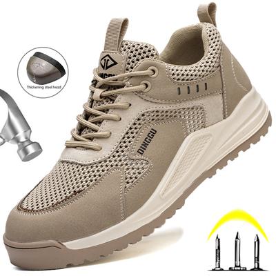 Chaussures de sécurité en maille respirante pour hommes pour le travail Baskets anti-écrasement Chaussures indestructibles Chaussures de travail légères à embout en acier Chaussures pour hommes
