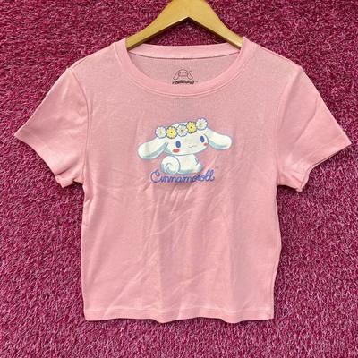 Sanrio Cinnnamoroll Flower Crown Pink Croptop T-Shirt