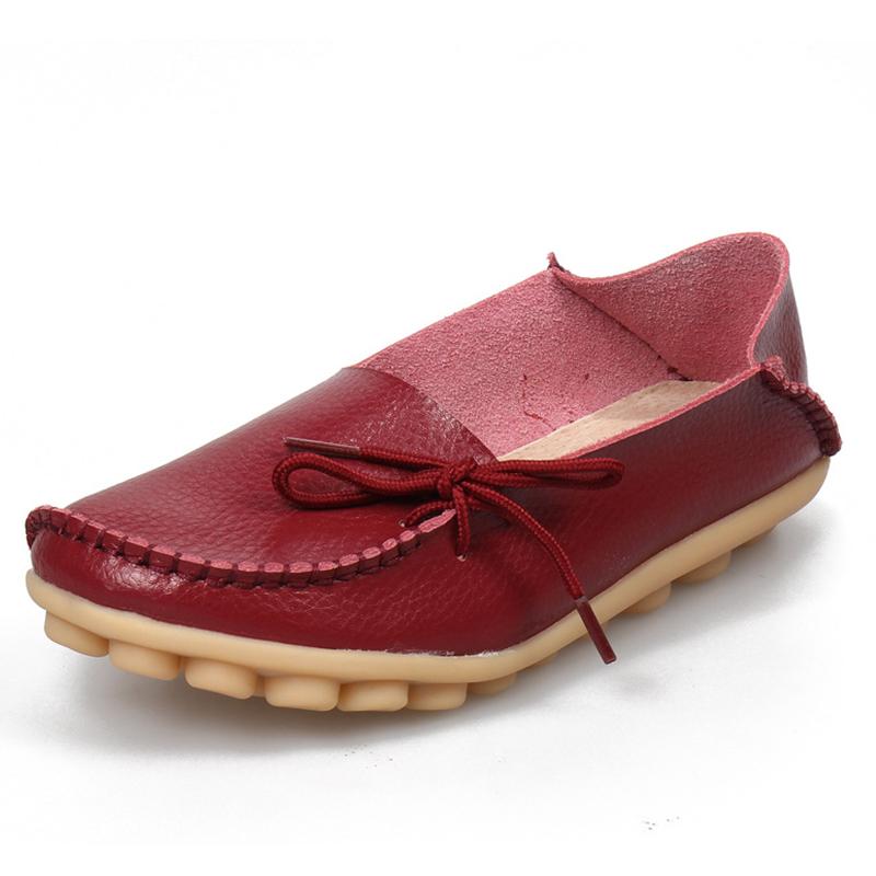 Women Flats Genuine Leather Fashion Walking Women Shoe Moccasins Ballet Flats Oxford Nurse Shoes Black Plus Size Ladies Shoes