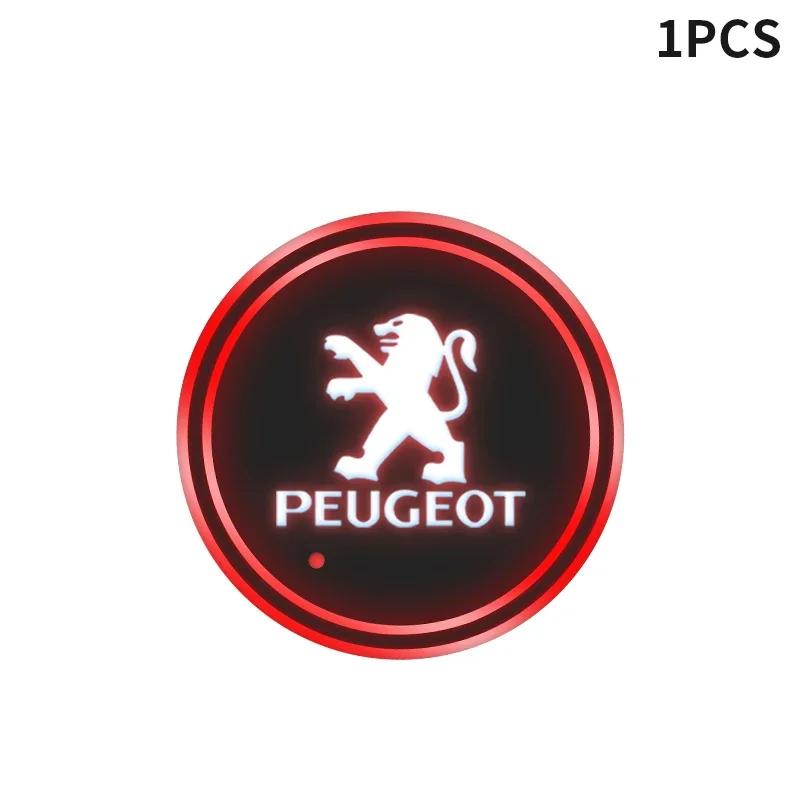 

Car Sticker Car Cup Pad LED Light Atmosphere Lamp Lights Anti-slip Mat Coaster For Peugeot 206 208 306 307 407 408 508 2008 3008