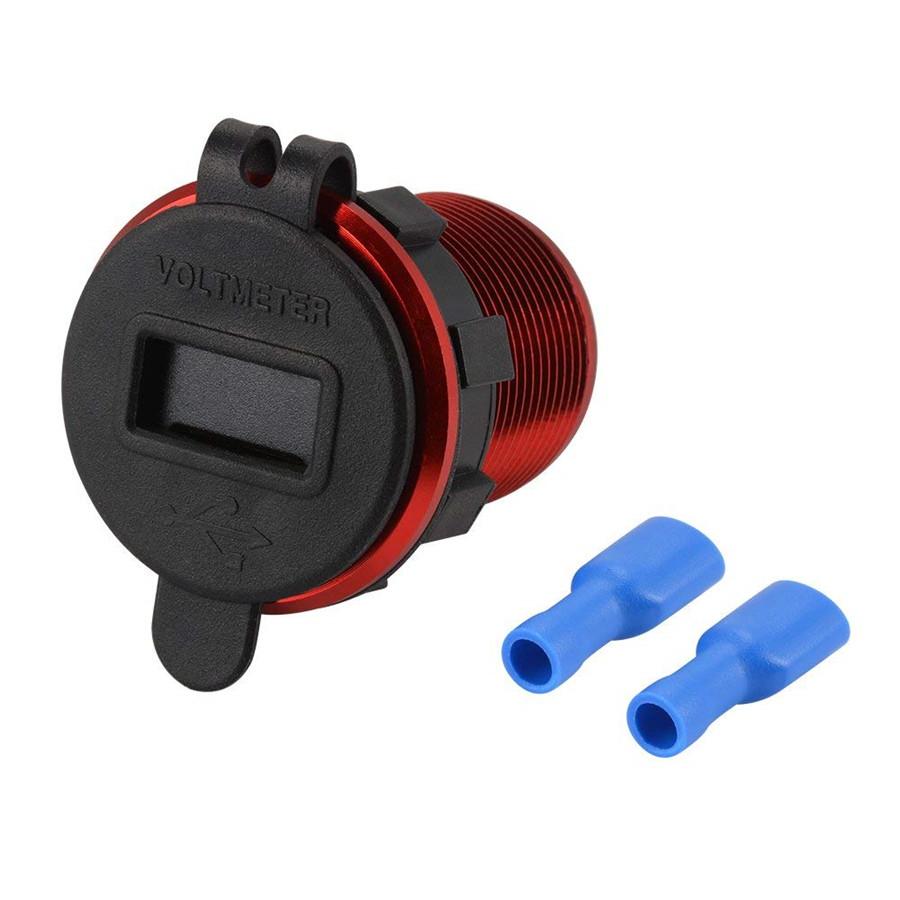 Red 12V Dual USB 4.2A Car Cigarette Lighter Charger Socket LED Digital Voltmeter