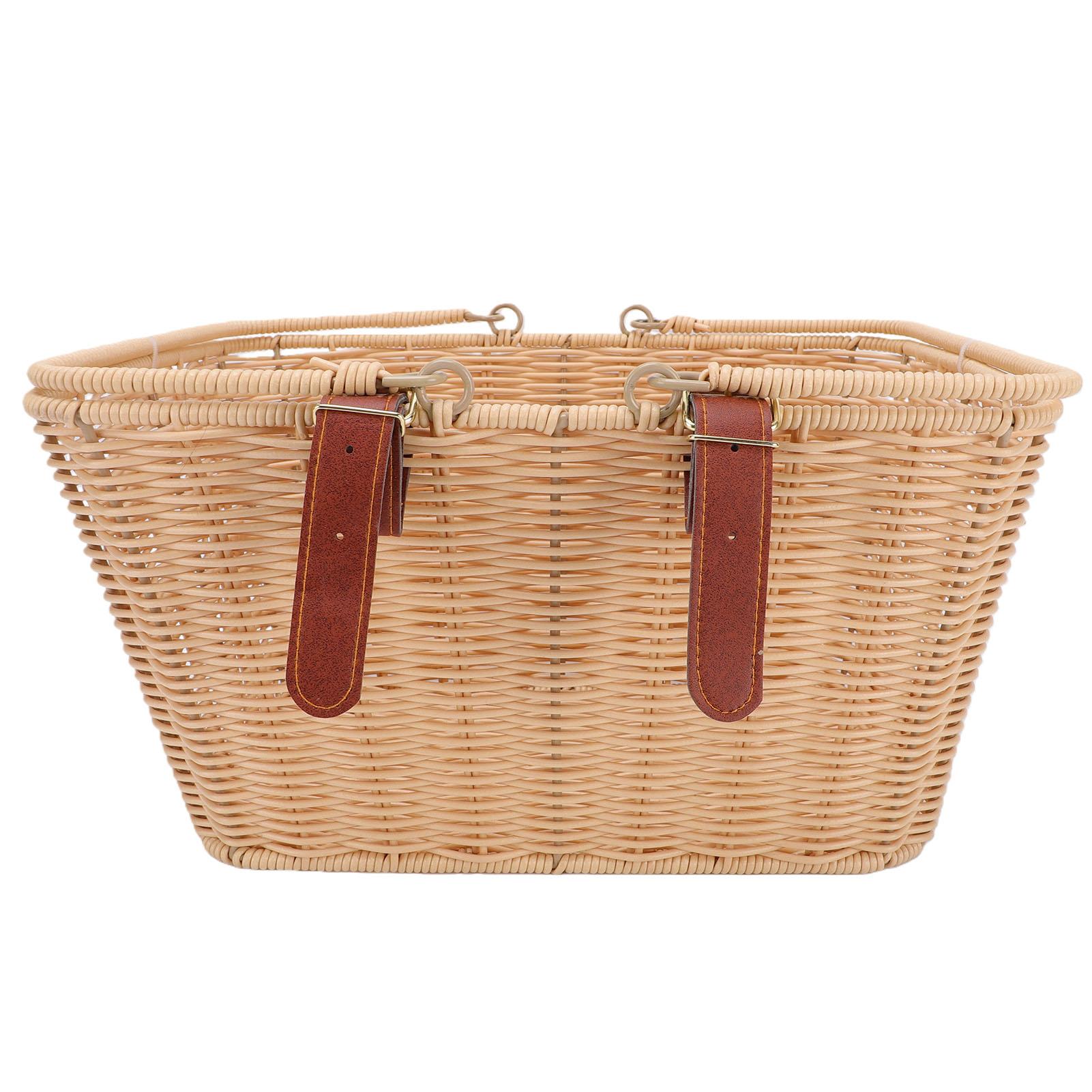 

Bike Basket PP Woven Retro Front Bike Storage Basket with Handle for Bch Picnic