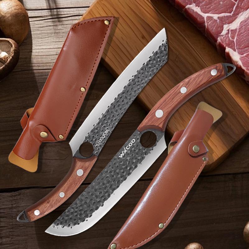 WXCOO High Carbon Stainless Steel Butcher Knife Multifunctional Boning Knife for Fruits Meat Cleaver Kitchen Knife Cooking Tool