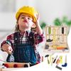 Kinder Montessori Werkzeugset Holzwerkzeugkasten Werkzeugkiste Lernspielzeug für Jungen Mädchen Werkzeug Bau Spielzubehör Set