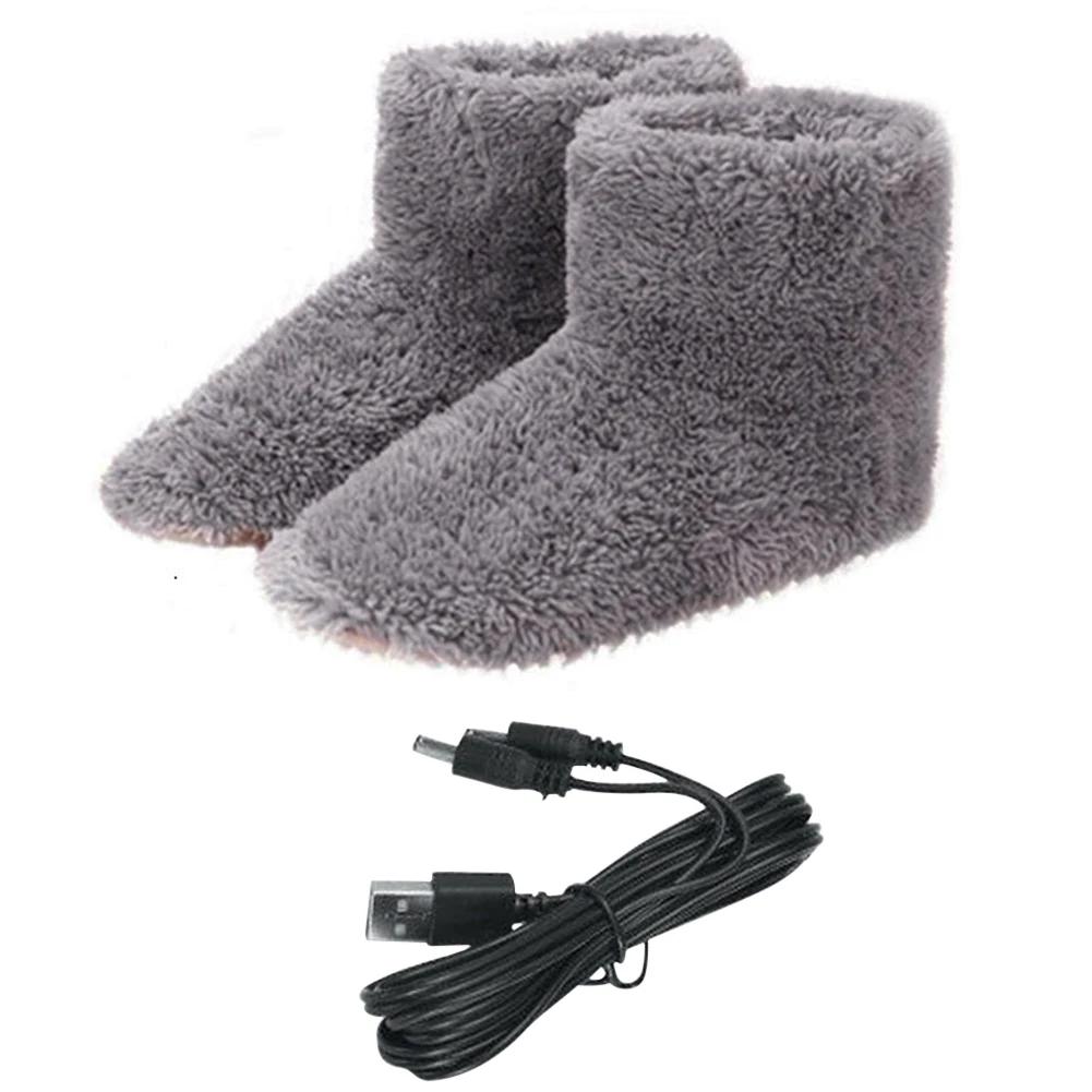 Electric Heater Foot Warmer Detachable Foot Heating Pad USB Charging Fleece Warm Foot Cover Washable Plush Shoes Heating Pads