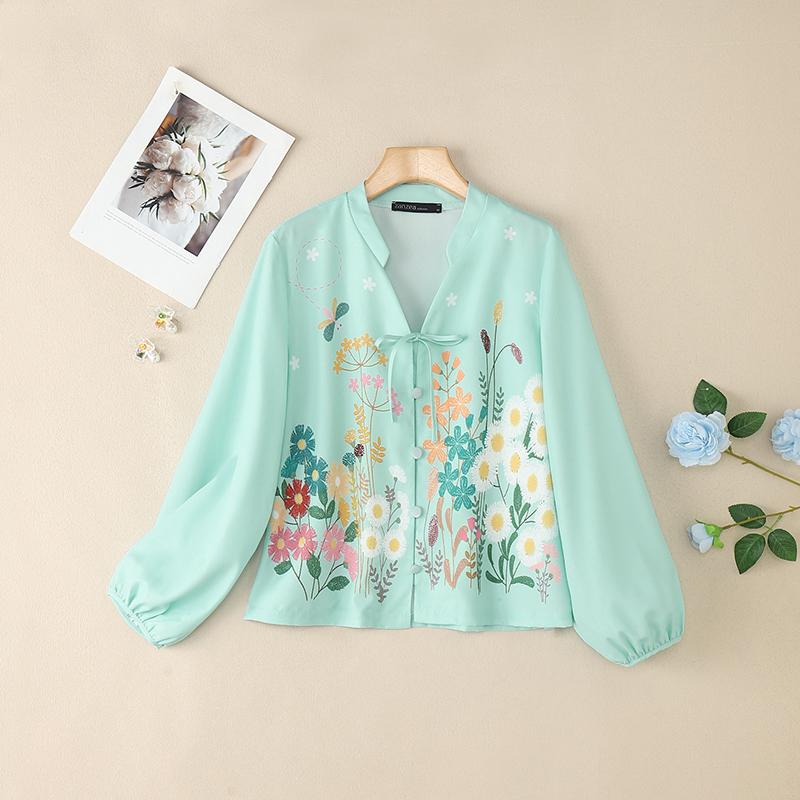 

ZANZEA Women Casual V-Neck Floral Print Loose Long Sleeve Blouse 5XL