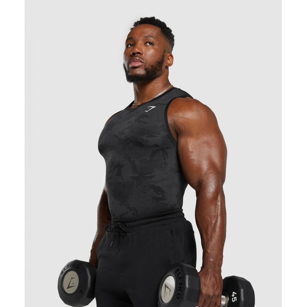 Gymshark Camiseta sin costuras Geo Negro Gris Carbón A6a3k Bbf9.