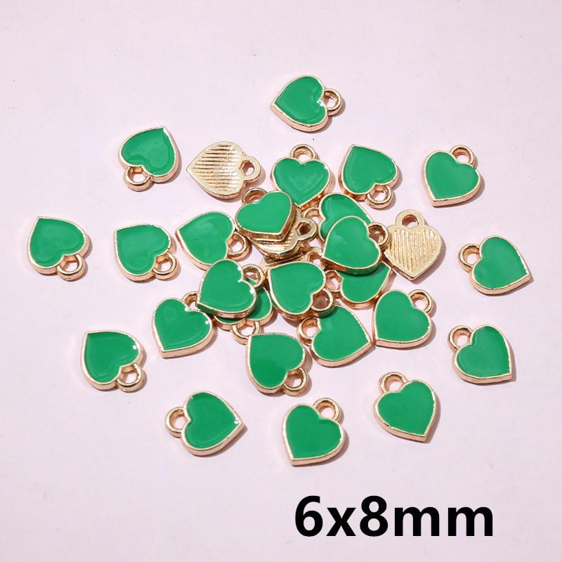 50Pcs 7x8mm Small Colorful Alloy Heart Charms Cute Love Pendants For DIY Bracelet Necklaces Jewelry Making Accessories