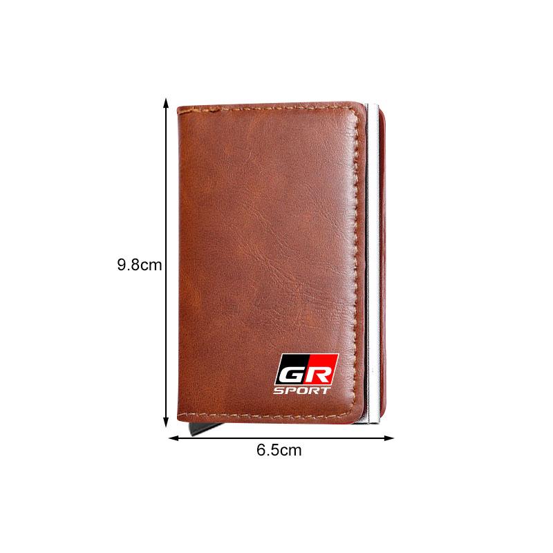 1Pcs ID Credit Card Holder Mini RFID Wallet Automatic Pop up Bank Card Case for Toyota GR Sport MN Hiace Estima Hilux Rav4 Supra