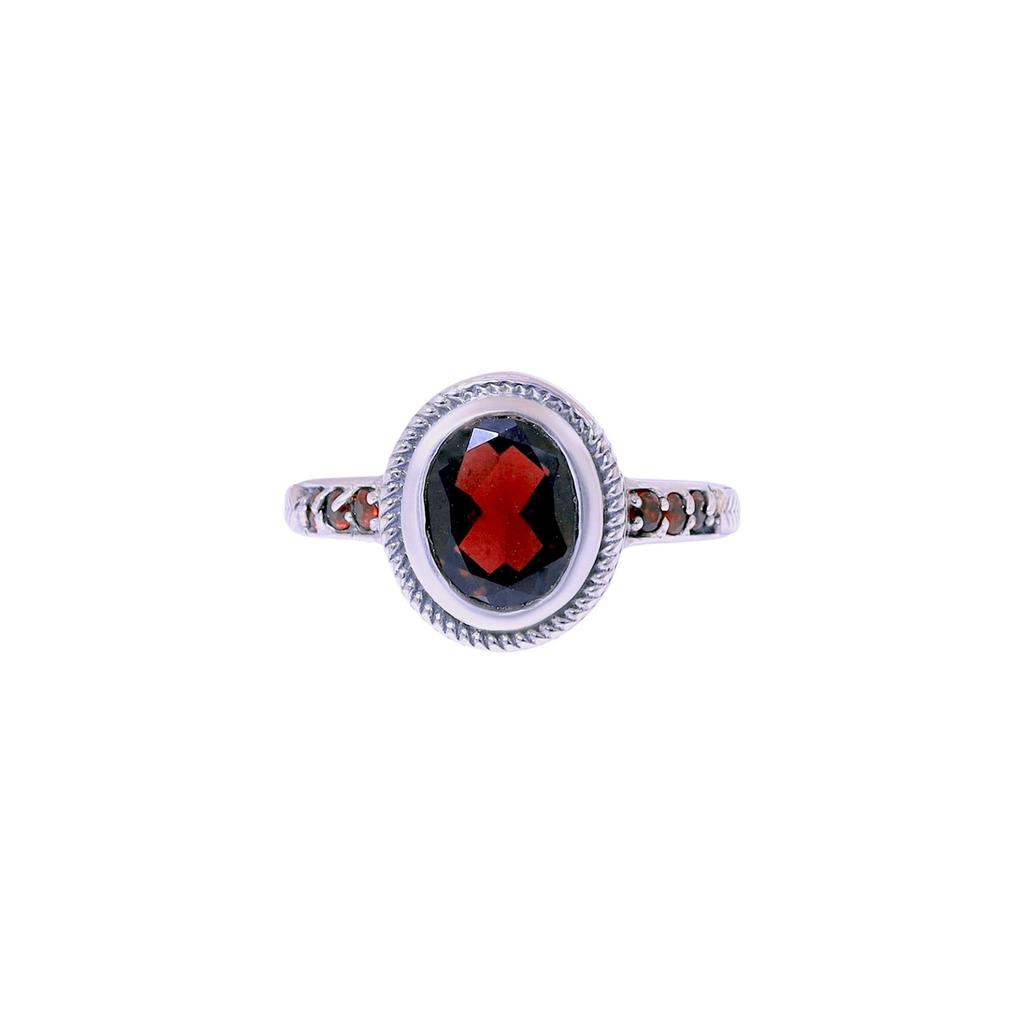 Natural Red Garnet Ring, 925 Sterling Silver Ring, Multi Stone Solitaire Ring, Handmade Women Ring, Promise Ring, Gift For Girlfriend
