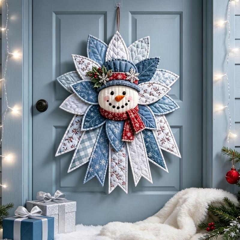 DIY Stoff-Weihnachtskranz Bastelset zum Handnähen einer strahlenden Patchwork-Dekoration für die Innen-Feiertagsdekoration