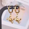 Gold Color Animal Pendant Earring Cute Sea Turtle Fish Tail Crab Stainless Steel Hoop Earrings for Women Men Accessories Jewelry