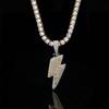 Trendy European & American Zircon Lightning Pendant Necklace: High-End, Personalized Hip Hop Chain for Men