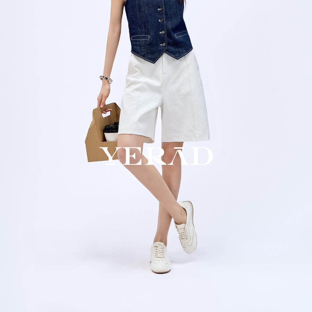 Suit shorts, women's loose casual commuting straight leg pants, five quarter wide leg pants