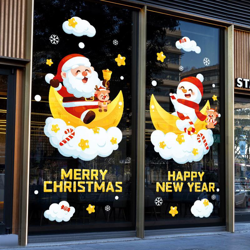 Christmas Window Stickers Christmas Wall Sticker Kids Room Wall Decals Merry Christmas Decorations For Home New Year Stickers