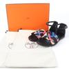 Pristine HERMES Sandals Santorini Ankle Strap Leather Black Leather Women 35 Used