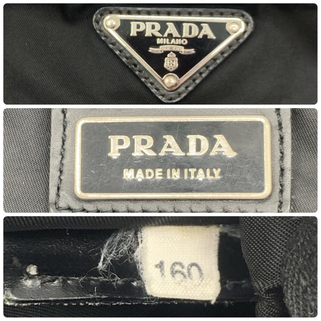 PRADA Tessuto Nylon Shoulder Bag Crossbody Pochette Sacoche Silver Hardware Triangle Logo Plate Black Men Women