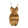Sweet Cool Spice Girl Acetate Satin Suspender Skirt Fashion Waist Skinny Small Folded Short Hip Wrap Dress Summer