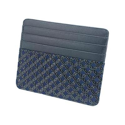 Inden Card Case Slim Thin Deer Leather Navy X Black Lacquer Rinsagakoshi Pattern 2530-04-177 8 Card Pockets 1 Pocket