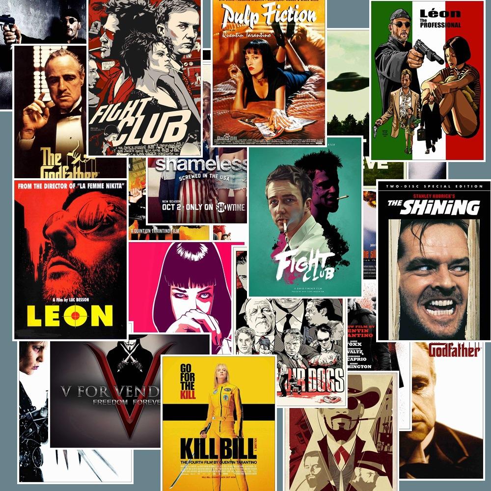 25 STUKS Klassieke Film Posters Stickers Pulp Fiction The Godfather Retro Mode Decals voor Laptop Scrapbook Bagage Telefoon Sticker Speelgoed blue