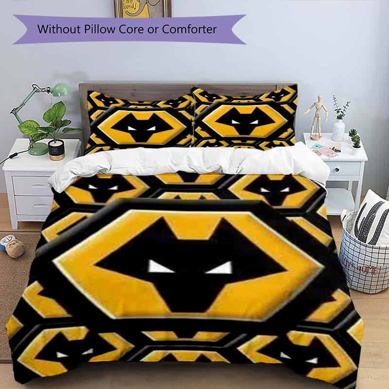 Set Copripiumino con Stampa dello Stemma del Wolverhampton Wanderers Football Club – include 1 copripiumino e 2 federe coordinate Arredamento camera da letto Regali di Natale