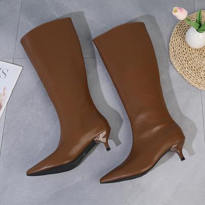 Long Boots for Women's Mid Heels Fashion Pointed Toe Shoes  Elegant Knee High Boots Winter High Boots New Pumps Mujer Botas