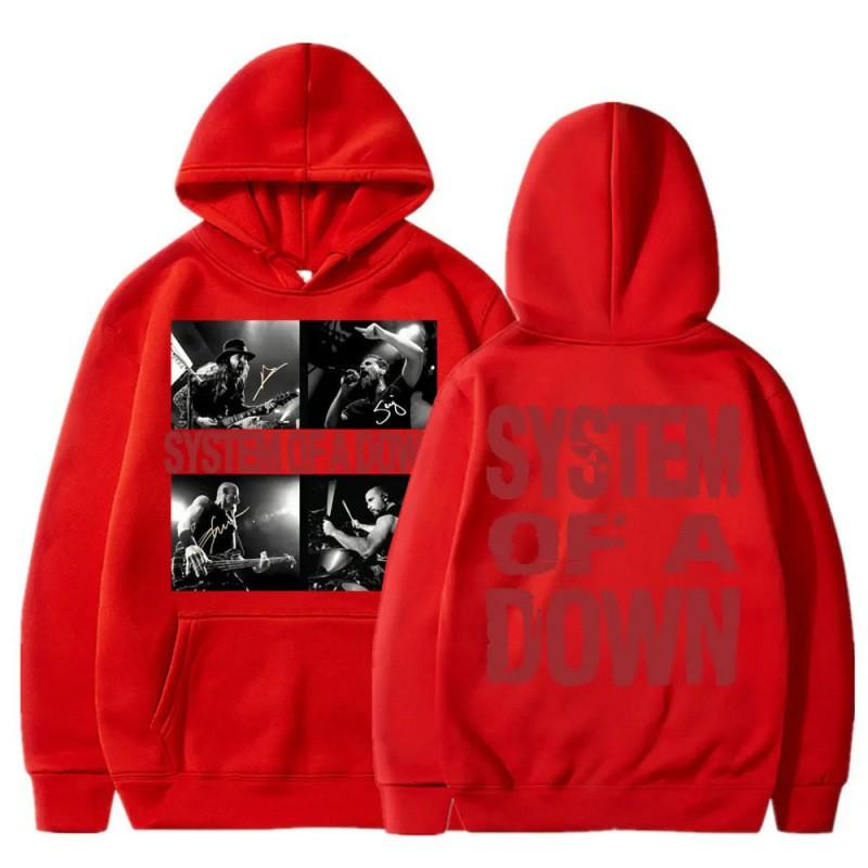Mens Graphic Hoodie Rock Band System Of A Down Print Casual Sweatshirt Thin Fit