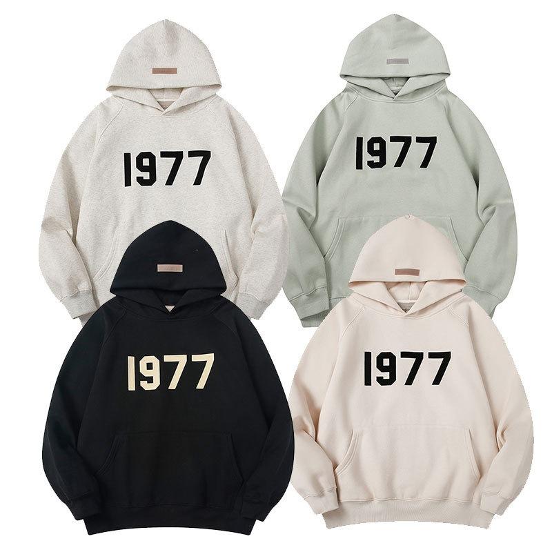 Three-dimensional flocking 1977 men's and women's American high street hoodie sweater trousers casual suit