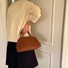Brown Suede Boston Bag designed for Women's High Quality Autumn and Winter Korean Bowling Bag High-end Pillow Bag Handbag
