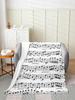 Music Notes Throw Blanket Black White Fleece Soft Lightweight Twin X Geometric Lines Art Music Lover Flannel Blanket for Living