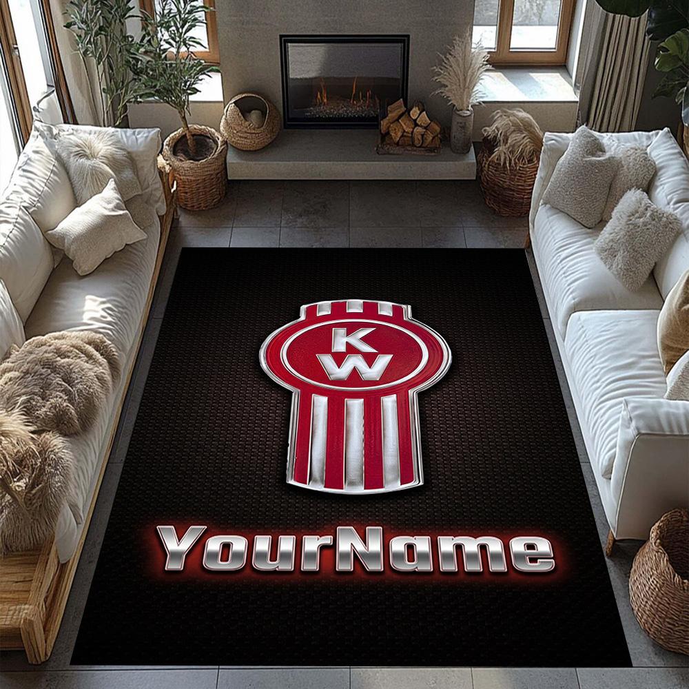 Kw Heavy Trucks Customizable Name Area Rug Suitable for Foyer Outdoor Decorate room Study room Anti-slip Rug Office home decor