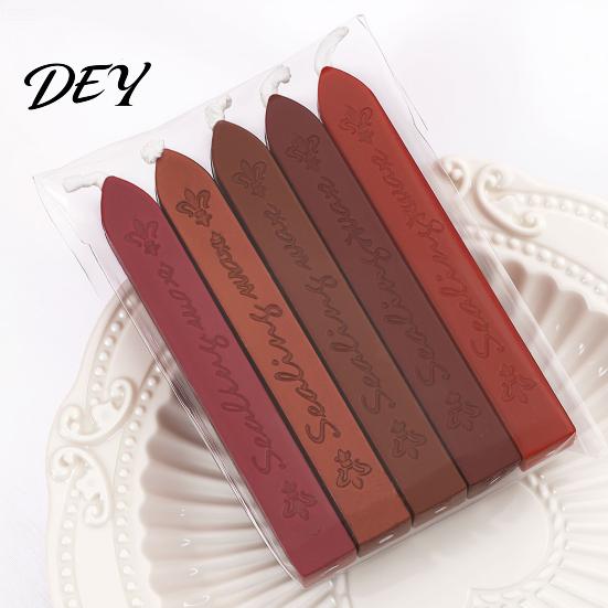 Wax Seal Beads for Invitations 5PCS Sealing Sticks, with Wicks, Classic Color Retro Letters Strips, Envelope And Vintage Craft Decor Stamp Supplies