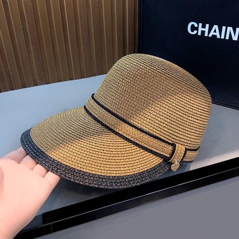 Hat Women's 2025 New Big Eaves Sunshade Sunscreen Hat Outdoor Travel Straw Duck Tongue Sun Hat Breathable Equestrian Hat