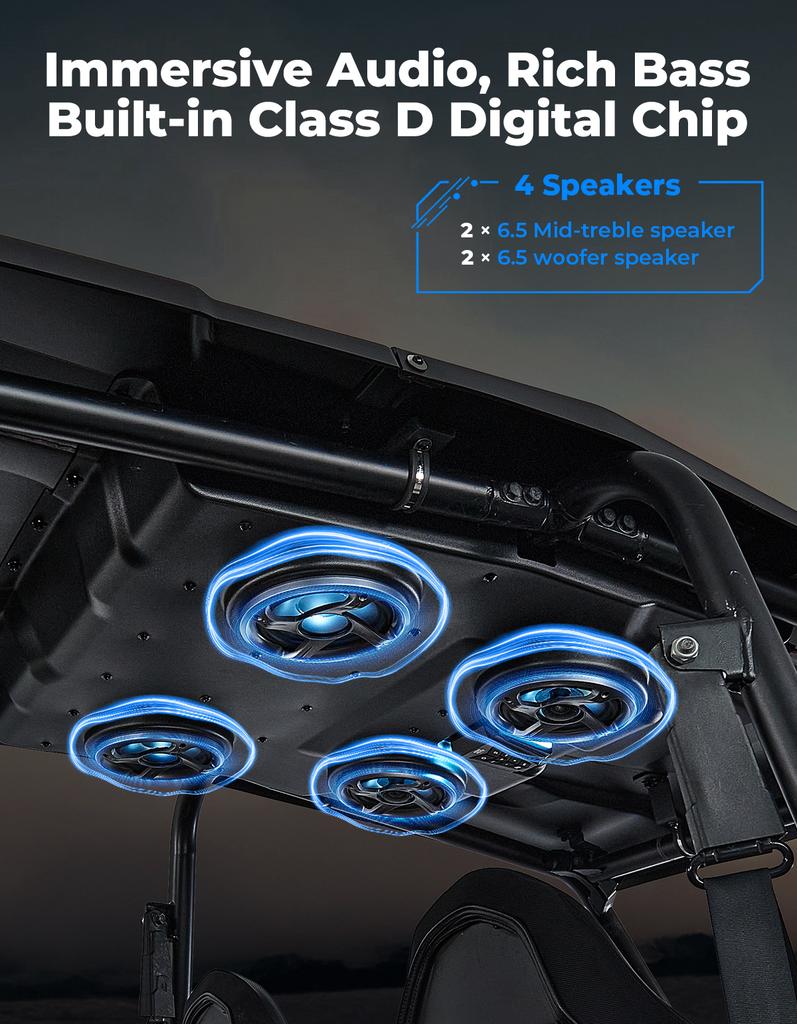 KEMIMOTO #2883074 UTV IP66 Waterproof Bluetooth Audio Roof Top Compatible with Polaris RZR XP 4 1000/4 Turbo/4 900/S 4 1000 EPS