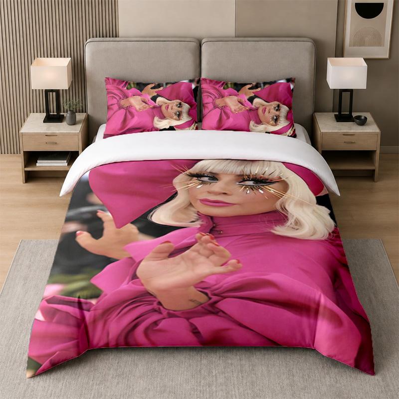 Juego de Cama de 3 Piezas, Lady Gaga 1 Funda Nórdica y 2 Fundas de Almohada, Decoración de Ropa de Cama Estampada Para Habitación de Invitados