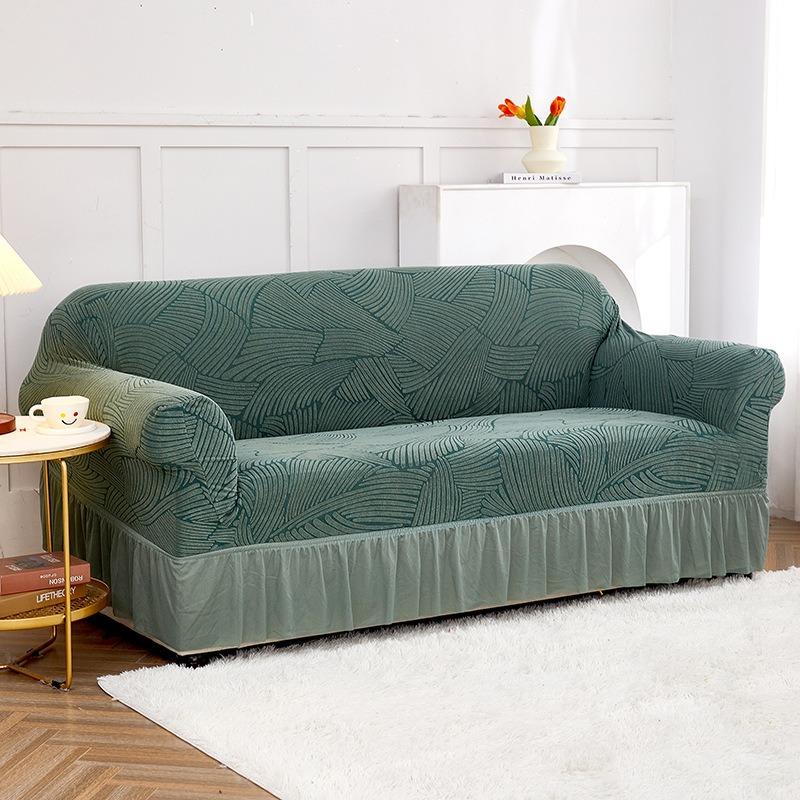 Premium 1pc Stretchy Sea Wave Sofa Slipcover - Non-Slip Four Seasons Universal Furniture Protector with Couch Cover Function for Bedroom