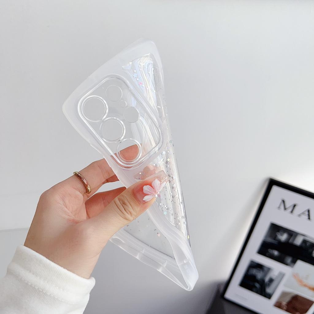Suitable for Samsung S25 Ultra Mobile Phone Case A55 Drop Glitter Powder S24FE Wavy Pattern A35 Protective Case