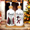 2Pcs Christmas Soap Dispenser with Tray Refillable Liquid Container Pink Gold Xmas Tree Santa Snowflake Soap Dispenser with Pump