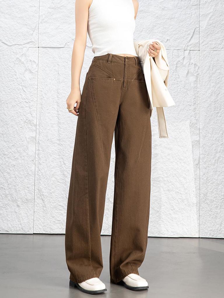 Xin Ge Women's 2024 High-Waisted Wide-Leg Retro Jeans