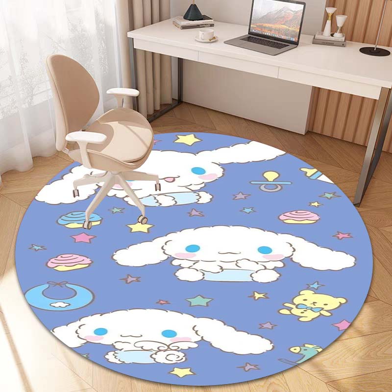 The My Melody and Cinnamoroll Cartoon Round Rug Can Be Used To Decorate Living Rooms, Bedrooms, Sofas, and Playrooms;