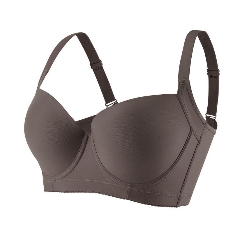 Seamless Full Coverage T-Shirt Bra Comfortable Underwire Push Up Bra with Adjustable Straps