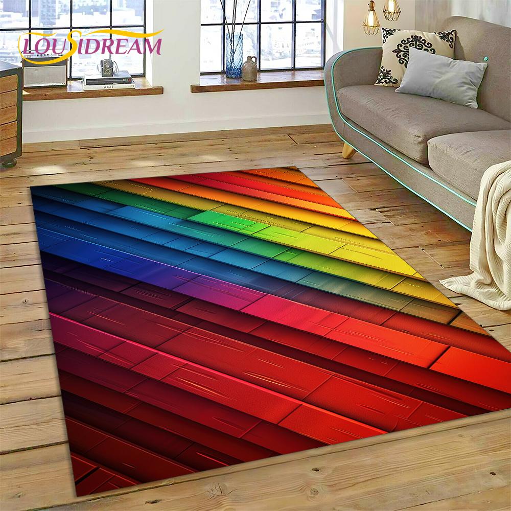 Alfombra Personalizada de Madera con Grano de Color 3D para Decoración de Sala de Estar y Dormitorio, Felpudo Antideslizante para Sofá Felpudo