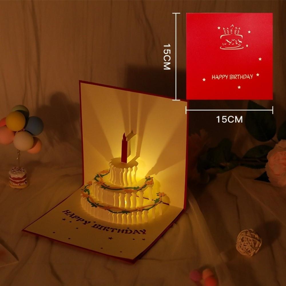 Paper 3D Birthday Cake Cards Music Function Musical Greeting Card for Boyfriend Girlfriend Friends