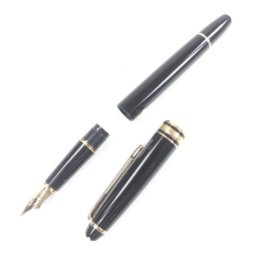 Excellent MONTBLANC Fountain Pen Meisterstck Classic Cap Type Black Gold 14K Mens Used